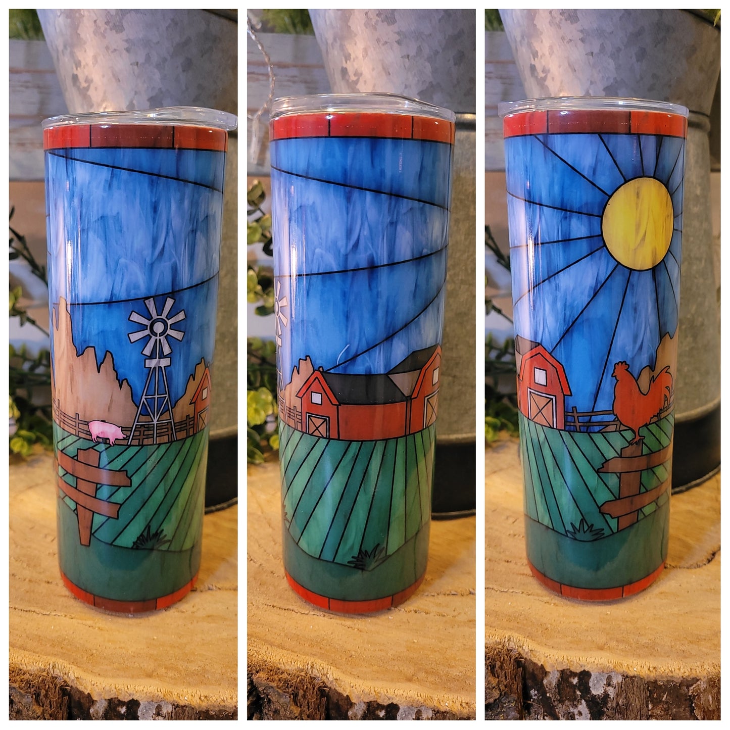 20oz Stainless Steel- Stained Glass Farm