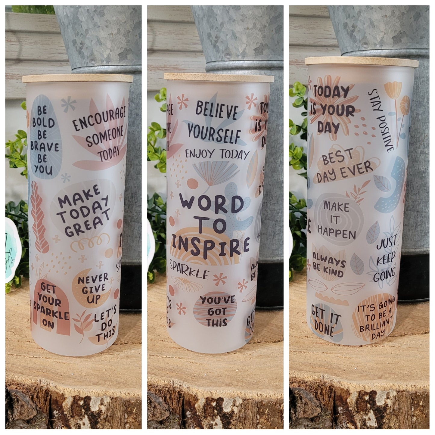 25oz Glass tumbler-inspire