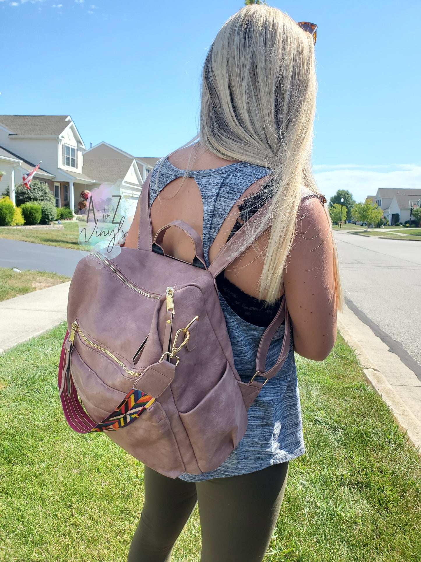 Pink Guitar strap backpack