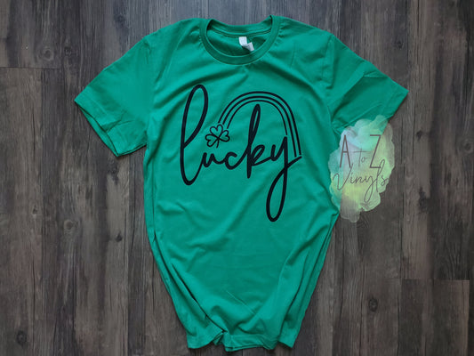 Adult Unisex LARGE green- Lucky tee