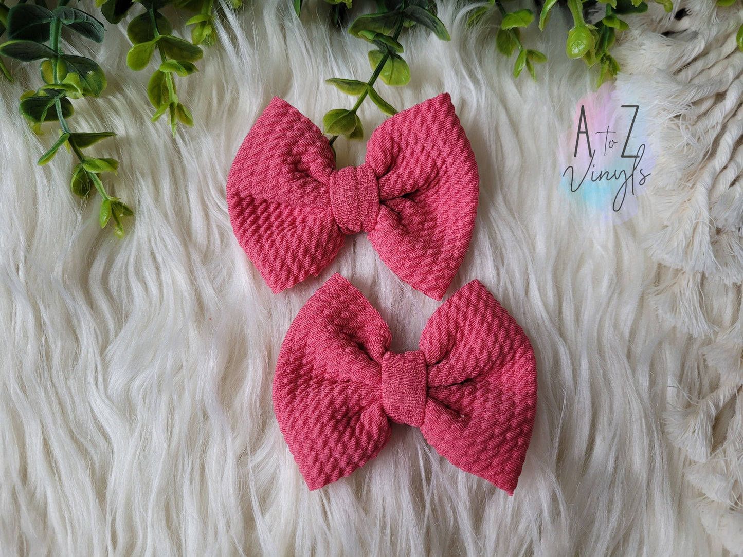 Alligator Clip Pigtail bows- Melon