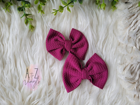 Alligator Clip Pigtail bows- Berry