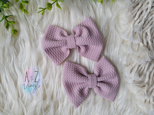 Alligator Clip Pigtail bows- Muted Mauve