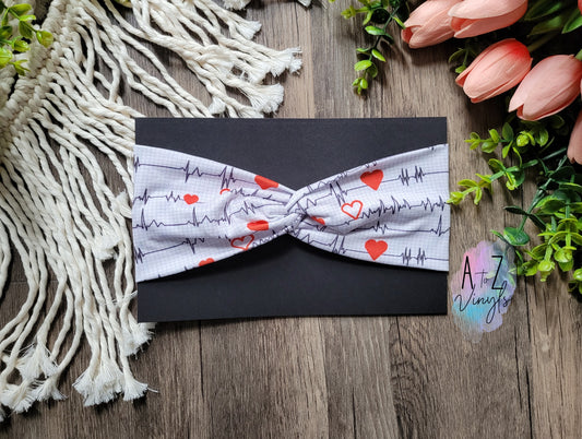 Adult Topknot Headbands- Heartbeat