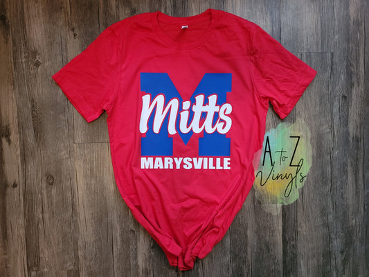 Adult Unisex Red Marysville Mitts tee