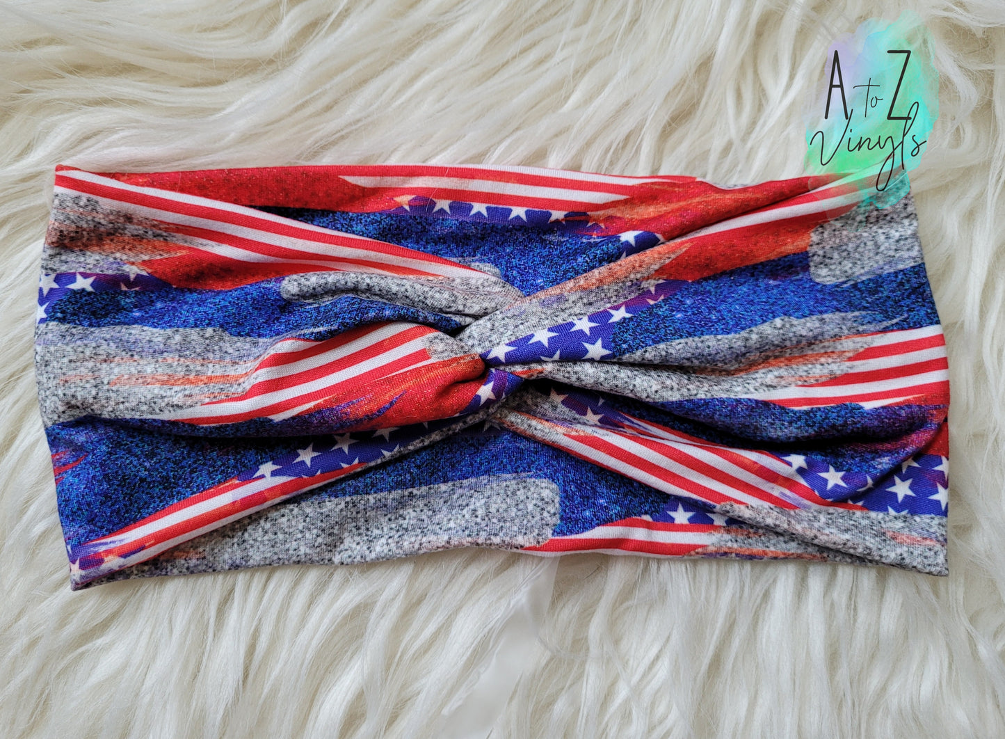 Adult Topknot Headbands- Stars & Stripes brushstrokes