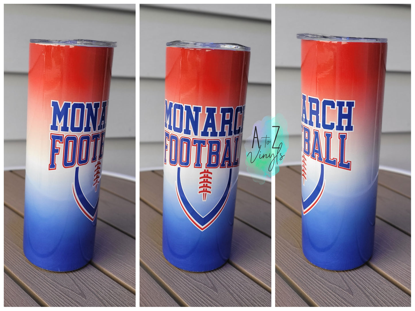 20oz Stainless Steel- Monarch Football red and blue