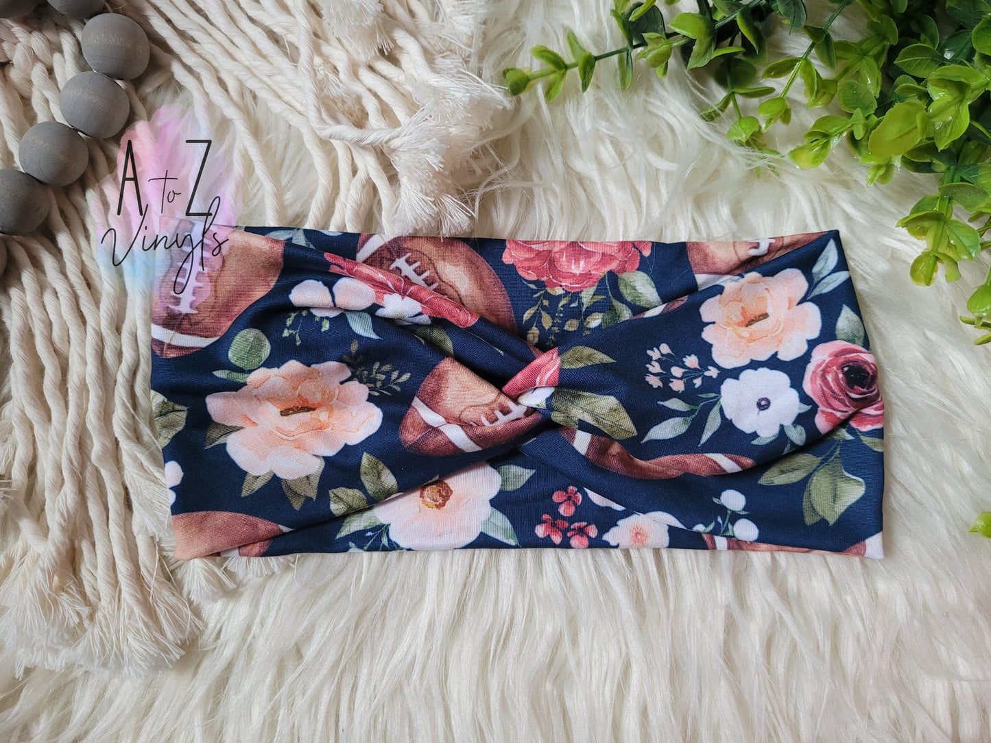 Adult Topknot Headbands- Floral football