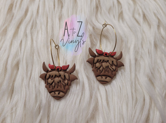 Highland Cow Hoop earrings