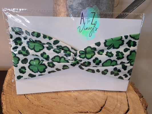 Adult Topknot Headbands- leopard shamrocks