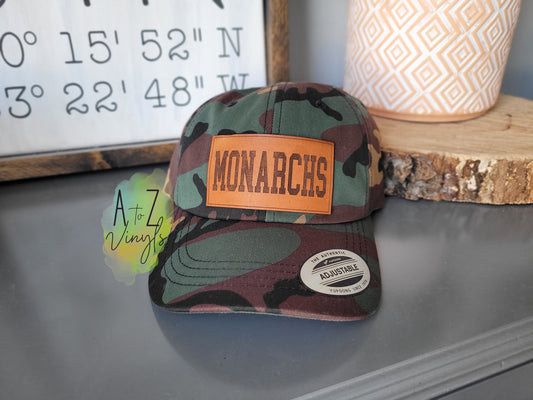 Hat camo with leather Monarchs patch