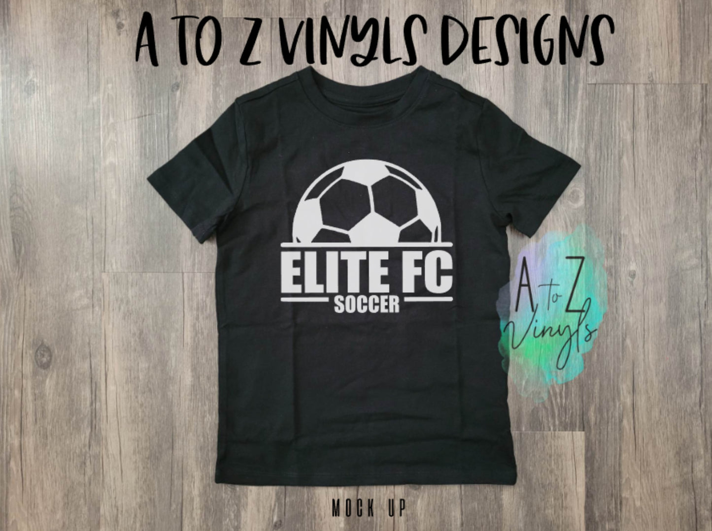 youth black tee- Elite FC Soccer